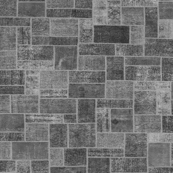 Square Machine Washable Patchwork Gray Transitional Rug, wshabs1505gry