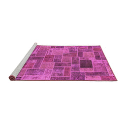 Sideview of Machine Washable Patchwork Pink Transitional Rug, wshabs1505pnk