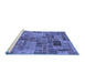 Sideview of Machine Washable Patchwork Blue Transitional Rug, wshabs1505blu