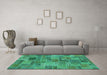 Machine Washable Patchwork Turquoise Transitional Area Rugs in a Living Room,, wshabs1505turq