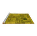 Sideview of Machine Washable Patchwork Yellow Transitional Rug, wshabs1505yw