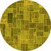 Round Patchwork Yellow Transitional Rug, abs1505yw