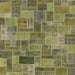 Square Abstract Copper Green Patchwork Rug, abs1505