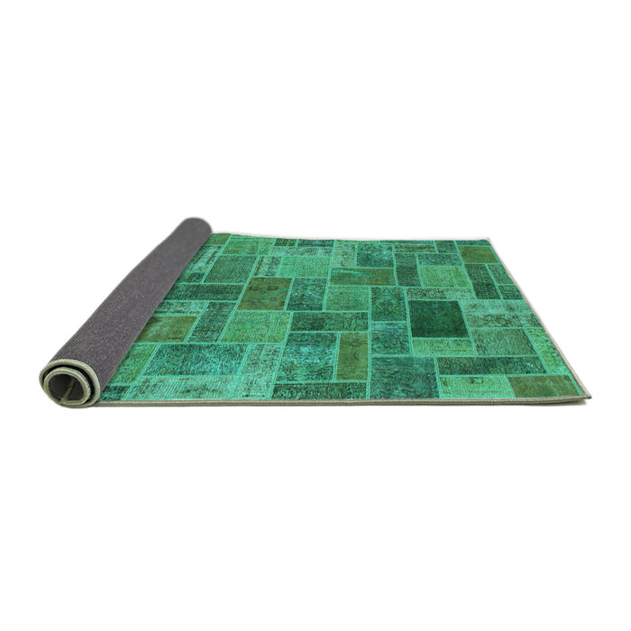 Sideview of Patchwork Turquoise Transitional Rug, abs1505turq