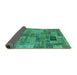 Sideview of Patchwork Turquoise Transitional Rug, abs1505turq