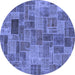 Round Patchwork Blue Transitional Rug, abs1505blu