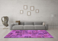 Machine Washable Patchwork Purple Transitional Rug, wshabs1505pur