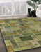 Machine Washable Abstract Brass Green Rug in a Family Room, wshabs1505