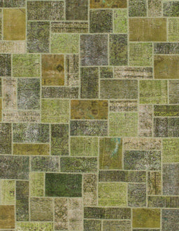 Abstract Copper Green Patchwork Rug, abs1505
