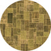 Round Patchwork Brown Transitional Rug, abs1505brn