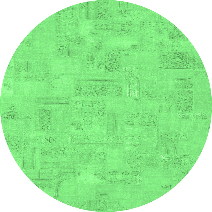 Round Abstract Emerald Green Modern Rug, abs1506emgrn