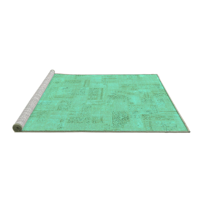 Sideview of Machine Washable Abstract Turquoise Modern Area Rugs, wshabs1506turq