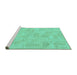 Sideview of Machine Washable Abstract Turquoise Modern Area Rugs, wshabs1506turq