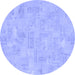 Round Abstract Blue Modern Rug, abs1506blu