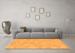 Machine Washable Abstract Orange Modern Area Rugs in a Living Room, wshabs1506org