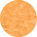 Round Machine Washable Abstract Orange Modern Area Rugs, wshabs1506org