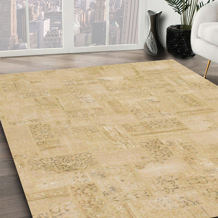 Abstract Yellow Modern Rug in Family Room, abs1506