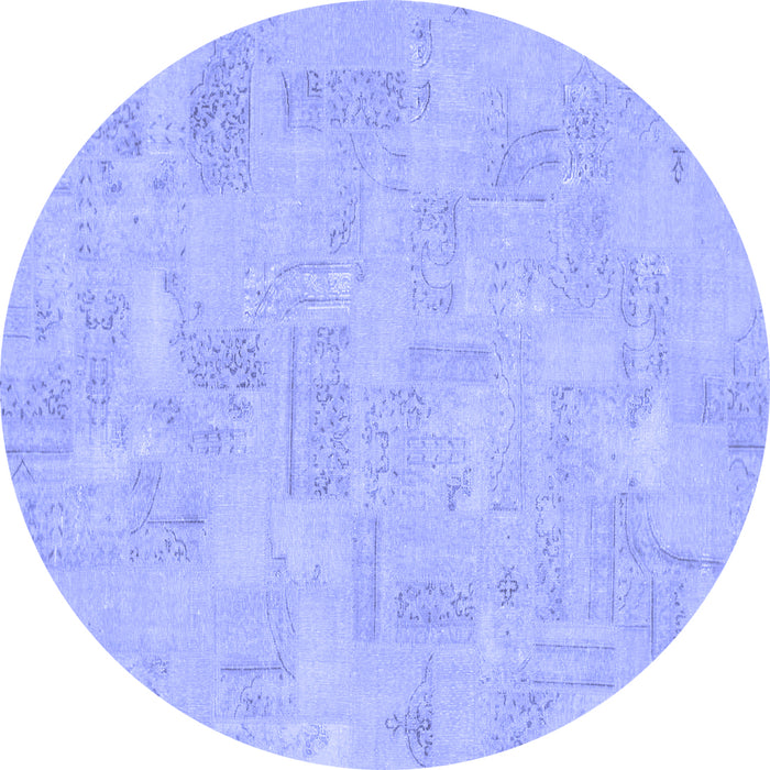 Round Machine Washable Abstract Blue Modern Rug, wshabs1506blu