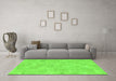 Machine Washable Abstract Green Modern Area Rugs in a Living Room,, wshabs1506grn