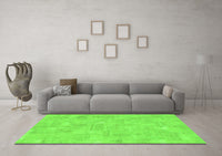 Machine Washable Abstract Green Modern Rug, wshabs1506grn