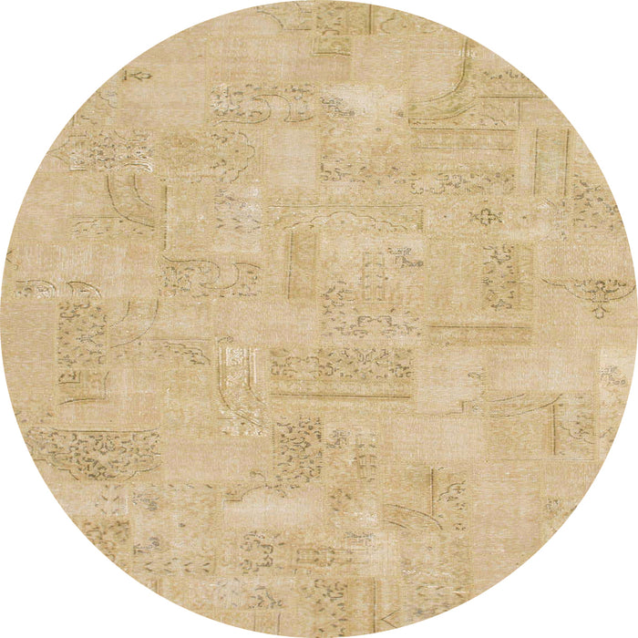Round Machine Washable Abstract Yellow Rug, wshabs1506
