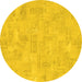 Round Machine Washable Abstract Yellow Modern Rug, wshabs1506yw