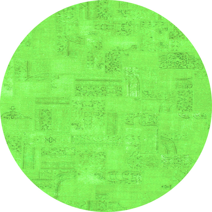 Round Abstract Green Modern Rug, abs1506grn