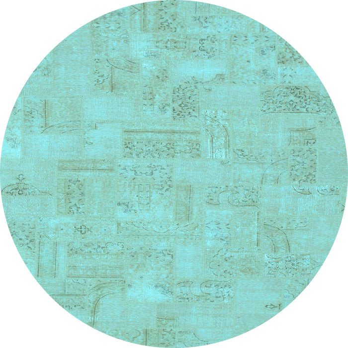 Round Abstract Light Blue Modern Rug, abs1506lblu