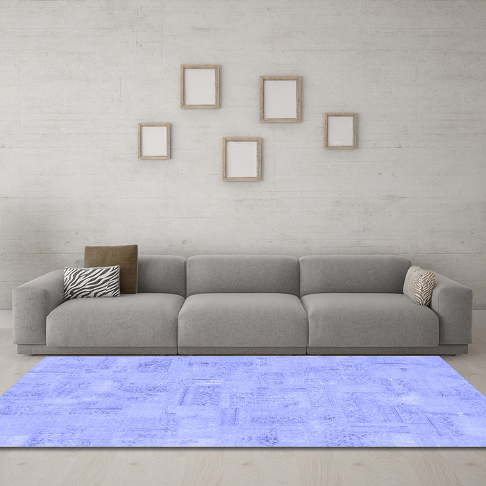 Machine Washable Abstract Blue Modern Rug in a Living Room, wshabs1506blu