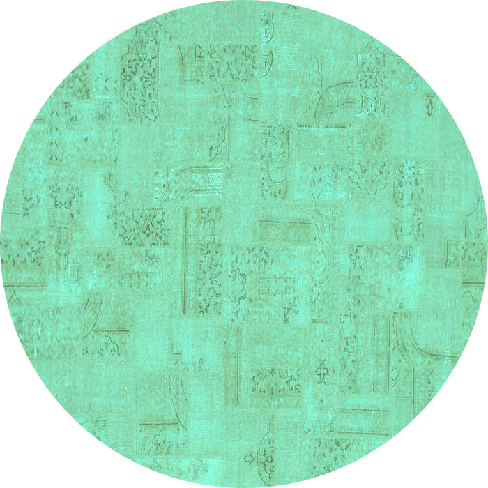 Round Abstract Turquoise Modern Rug, abs1506turq