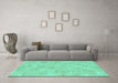 Machine Washable Abstract Turquoise Modern Area Rugs in a Living Room,, wshabs1506turq