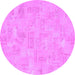 Round Machine Washable Abstract Purple Modern Area Rugs, wshabs1506pur