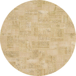Round Abstract Yellow Modern Rug, abs1506