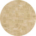 Round Abstract Yellow Modern Rug, abs1506