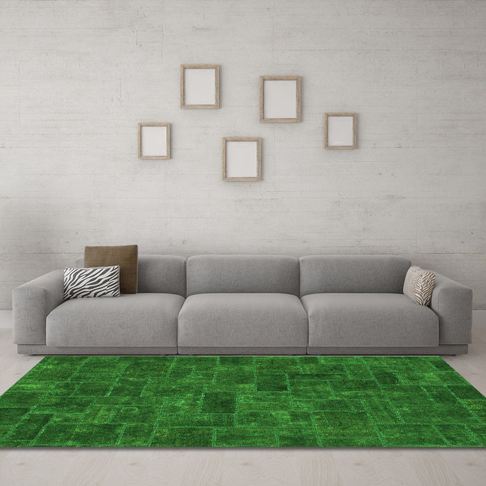 Machine Washable Persian Green Bohemian Area Rugs in a Living Room,, wshabs1507grn