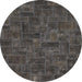 Round Abstract Carbon Gray Persian Rug, abs1507