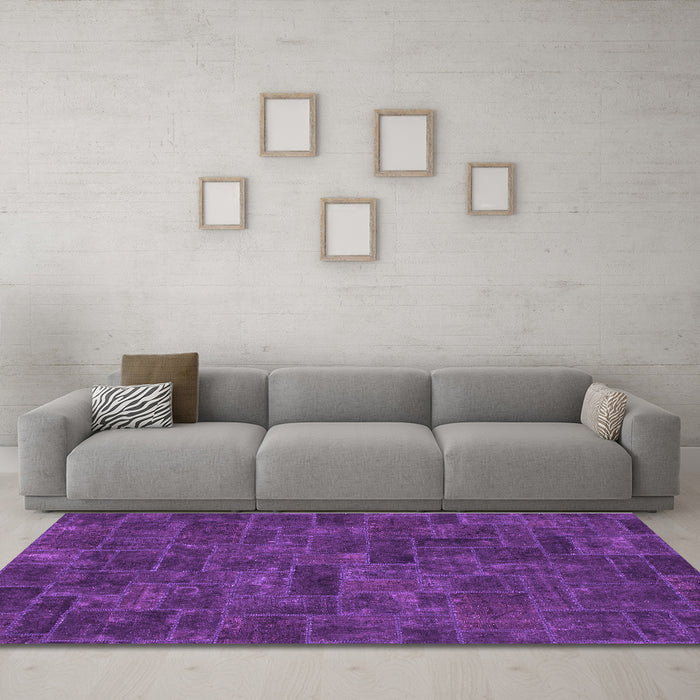 Machine Washable Persian Purple Bohemian Area Rugs in a Living Room, wshabs1507pur