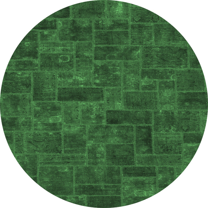 Round Machine Washable Persian Emerald Green Bohemian Area Rugs, wshabs1507emgrn