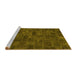 Sideview of Machine Washable Persian Yellow Bohemian Rug, wshabs1507yw