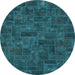 Round Persian Light Blue Bohemian Rug, abs1507lblu