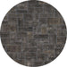 Round Machine Washable Abstract Carbon Gray Rug, wshabs1507