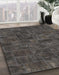 Machine Washable Abstract Carbon Gray Rug in a Family Room, wshabs1507