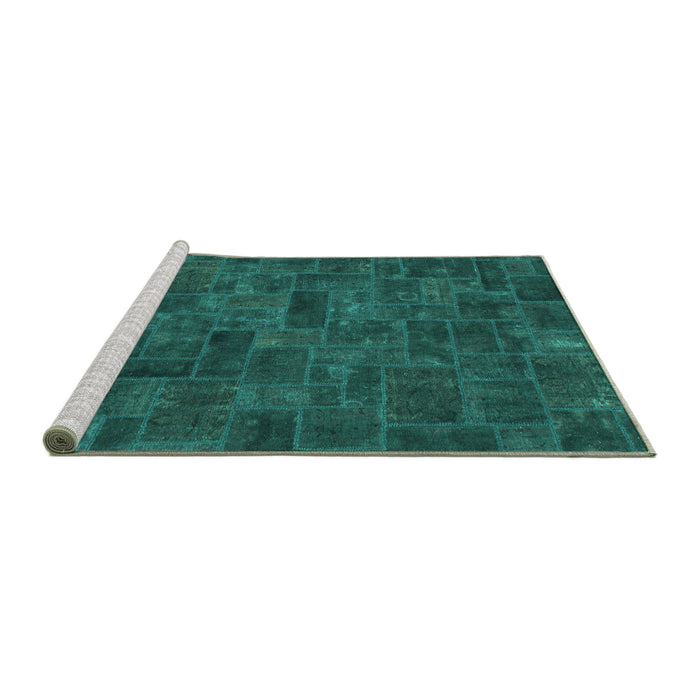 Sideview of Machine Washable Persian Turquoise Bohemian Area Rugs, wshabs1507turq