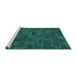 Sideview of Machine Washable Persian Turquoise Bohemian Area Rugs, wshabs1507turq