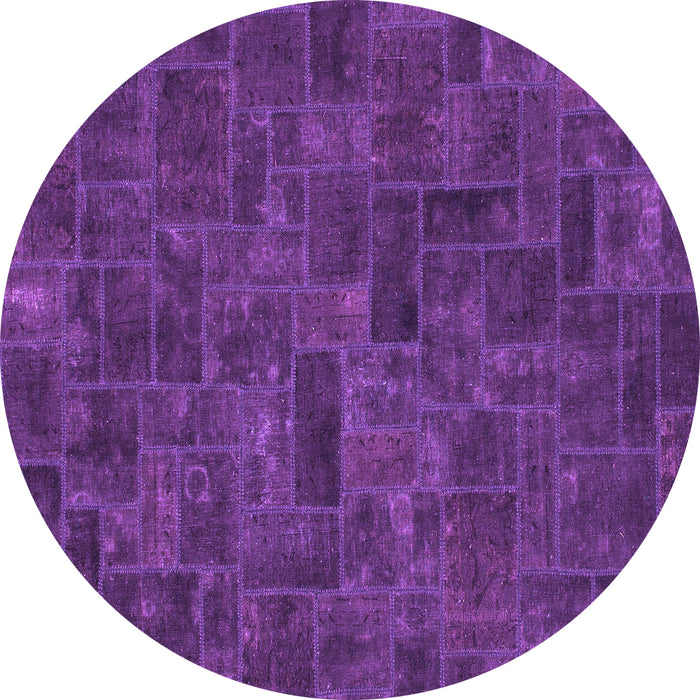 Round Machine Washable Persian Purple Bohemian Area Rugs, wshabs1507pur