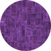 Round Machine Washable Persian Purple Bohemian Area Rugs, wshabs1507pur