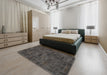 Abstract Carbon Gray Persian Rug in a Bedroom, abs1507