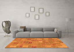 Machine Washable Patchwork Orange Transitional Area Rugs in a Living Room, wshabs1508org