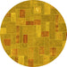 Round Patchwork Yellow Transitional Rug, abs1508yw