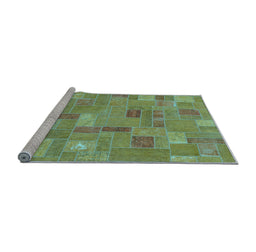 Sideview of Machine Washable Patchwork Light Blue Transitional Rug, wshabs1508lblu